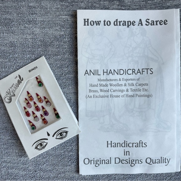 NEW Teal and Metallic Gold Silk Indian Saree Fabric 45” wide x 232” long - Picture 6 of 7